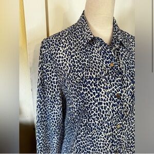 Y2k Juicy Couture Leopard Print Button Up Blouse Long Sleeve Work Office cheetah